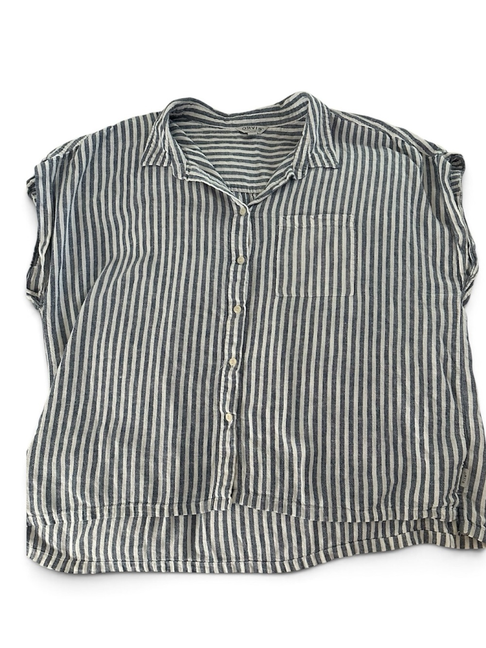Orvis Lightweight Navy Stripe Button-Front women’s  Shirt